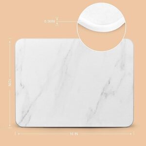Stone Dish Drying Mats for Kitchen Counter, Ultra Absorbent, Fast Dry, Non-Slip, Heat Resistant, Eco-Friendly Diatomaceous Earth Mat for Baby Bottles, Dishes, and More(16x12 inch, Whtie Marble)