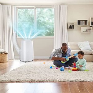 LifePlus Portable Air Conditioner for Cool Up to 500 Sq.Ft. Large Room, 14000 BTU 3 In 1 Portable AC Unit w/Dehumidifier & Fan, Auto Swing, 24H Timer & Window Ventilation Kit, Low Noise for Bedroom