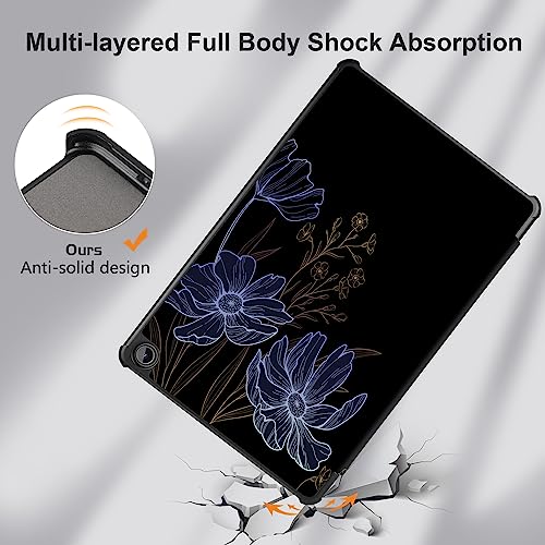 Yebiseven Case for Amazon Fire Max 11 2023(Only Compatible with 13th Generation Tablet), Shockproof Tablet Protective Cover with Trifold Stand & Auto Sleep/Wake, Floral Foliage