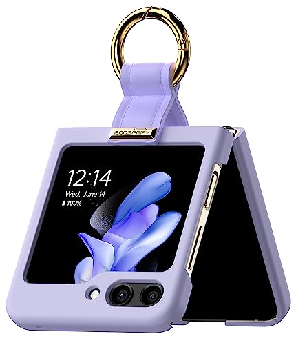 GOOSPERY Goosepry Ring Holder Case Compatible with Galaxy Z Flip 5 Case, Slim Thin Solid Pastel Sturdy Hard PC for Extra Protection Case for Z Filp5 5G 2023, Lilac Purple