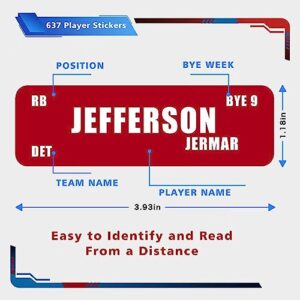 Extra Large 6FT x 4FT Fantasy Football Draft Board 2023-2024 Kit with 637 Player Stickers, 14 Teams, 20 Rounds, 2023 Fantasy Football Draft kit Premium Color Version for Home Office Sport Club Bar