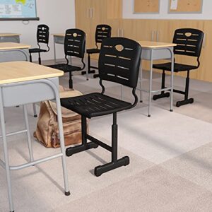 flash furniture nila set of 12 adjustable height black student chair with black pedestal frames