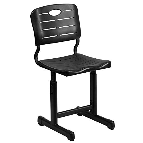 Flash Furniture Nila Set of 12 Adjustable Height Black Student Chair with Black Pedestal Frames