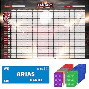 sumapner fantasy football draft board 2023-2024 kit, 817 player labels, 6 ft x 4 ft extra large board with 14 teams 20 rounds, including 2023 top rookie, premium color edition