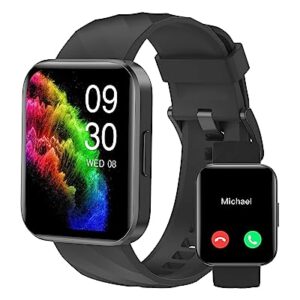 RUIMEN Smart Watches for Men Women (Answer/Make Calls) Compatible with iPhone/Android Phones, 2023 Ver. 1.85" HD Screen Fitness Tracker Heart Rate Monitor 100+ Sports Tracker Watch Waterproof (Black)