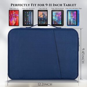 9-11 Inch Tablet Carrying Sleeve Case for Amazon Fire Max 11 2023/10.1" Fire HD 10 Plus Kids Pro, Samsung Galaxy Tab S8 S7 A8 A7 A S6 11" 10.5" Protective Carrying Bag with Handle(Blue)