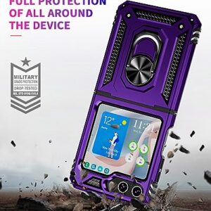 ZOEII Flip 5 Case for Galaxy Z Flip 5 Phone Case with Kickstand Military-Grade Protection, Shockproof Phone Case for Samsung Galaxy Z Flip 5 Case- Purple