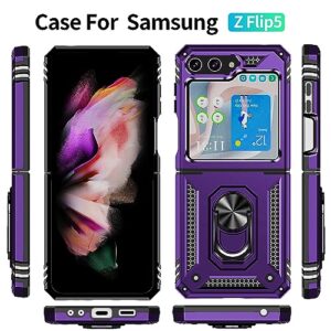 ZOEII Flip 5 Case for Galaxy Z Flip 5 Phone Case with Kickstand Military-Grade Protection, Shockproof Phone Case for Samsung Galaxy Z Flip 5 Case- Purple