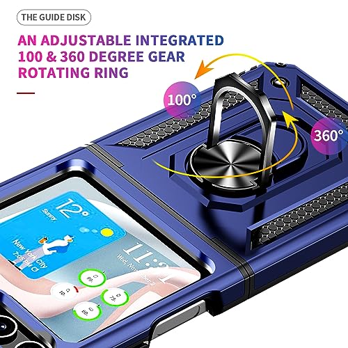 ZOEII Flip 5 Case for Samsung Z Flip 5 Case with Ring (Military-Grade) Anti-Drop, Heavy Duty Protective Case for Galaxy Z Flip 5 Case- Blue