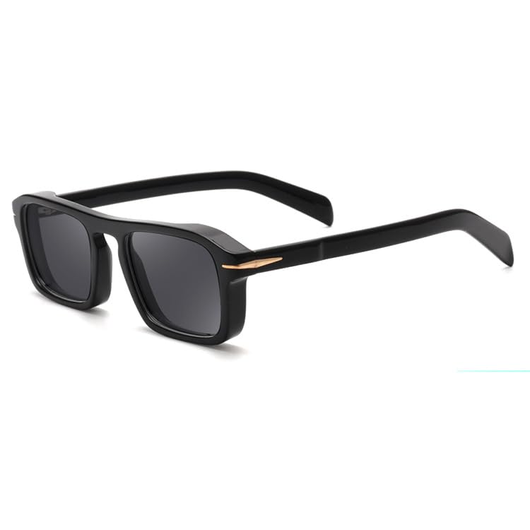 Baililai Small Rectangular Polarized Sunglasses for Men and Women with 100% UV Protection and HD Lens - Model 1404 (Black)