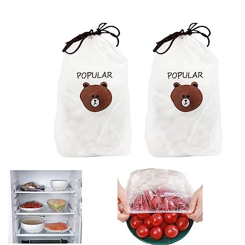 Glorihoby Fresh Keeping Bags， Fresh Keeping Caps, Reusable Elastic Food Storage Covers, Plastic Adjustable Sealing Bowl Lids,Stretch Wrap Food Covers for Outdoor Picnic Kitchen (200Pcs)