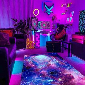 SEBKQ Galaxy Area Rug Black Light, UV Reactive 3D Space Rug, Glow in The Dark Decorative Rug for Living Room Bedroom 70"×47"×0.39"