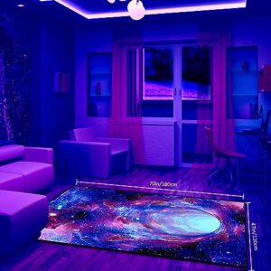 SEBKQ Galaxy Area Rug Black Light, UV Reactive 3D Space Rug, Glow in The Dark Decorative Rug for Living Room Bedroom 70"×47"×0.39"