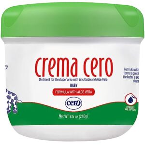 crema cero diaper rash cream for baby with zinc oxide and aloe vera – high-strength diaper cream for quick relief and protection – hydrating and soothing baby balm – aloe vera 8.5oz