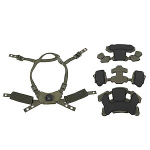 fecamos helmet pad kit, helmet chin strap easy to install comfortable strong compatibility for fast for wendy (army green sponge)