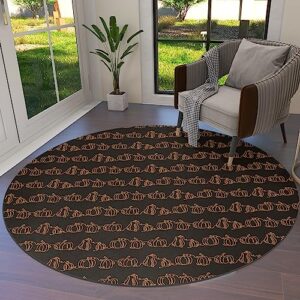 black gold pumpkins round area rug 4ft,washable outdoor indoor carpet runner rug for bedroom,kitchen,living room,office,area+rug large bath door desk mat thanksgiving fall harvest autumn festival