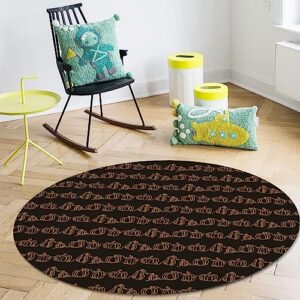 Black Gold Pumpkins Round Area Rug 4ft,Washable Outdoor Indoor Carpet Runner Rug for Bedroom,Kitchen,Living Room,Office,Area+Rug Large Bath Door Desk Mat Thanksgiving Fall Harvest Autumn Festival