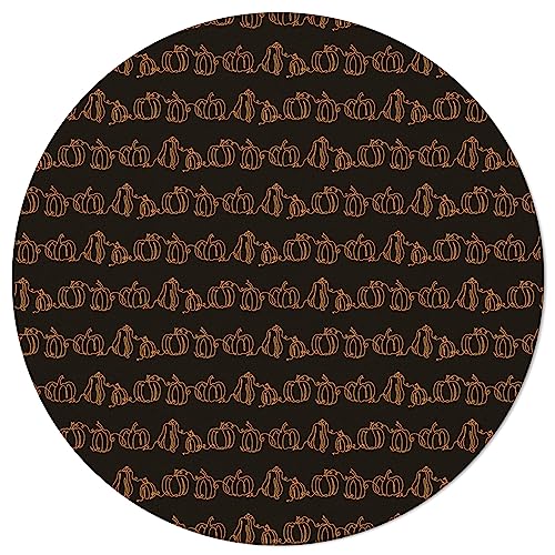 Black Gold Pumpkins Round Area Rug 4ft,Washable Outdoor Indoor Carpet Runner Rug for Bedroom,Kitchen,Living Room,Office,Area+Rug Large Bath Door Desk Mat Thanksgiving Fall Harvest Autumn Festival