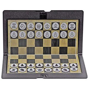 ljhnba Foldable Chess Board Mini Size Magnetic Chess Set Travel Portable Wallet Pocket Chess Board Game for Camping Family Game