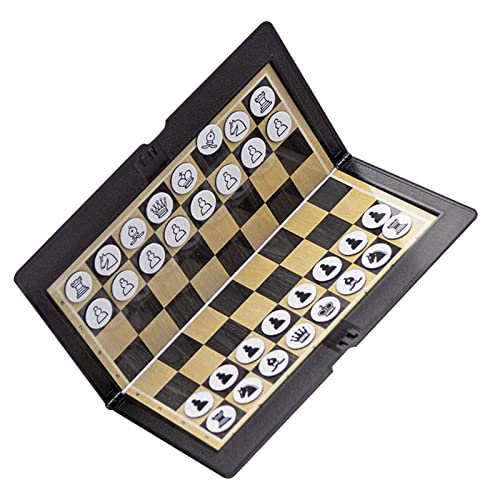 ljhnba Foldable Chess Board Mini Size Magnetic Chess Set Travel Portable Wallet Pocket Chess Board Game for Camping Family Game