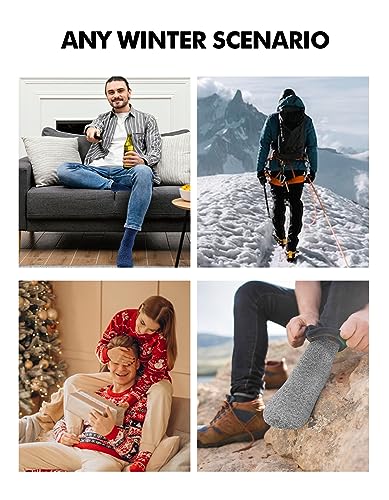 UUMIAER 5 Pairs Wool Socks Mens, Thermal Hiking Socks Thick Warm Winter Socks Soft Crew Socks (US Size 7-13)