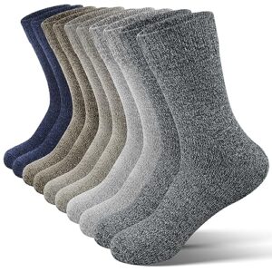 uumiaer 5 pairs wool socks mens, thermal hiking socks thick warm winter socks soft crew socks (us size 7-13)
