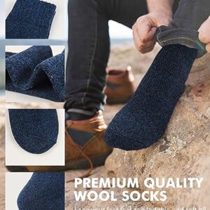 UUMIAER 5 Pairs Wool Socks Mens, Thermal Hiking Socks Thick Warm Winter Socks Soft Crew Socks (US Size 7-13)