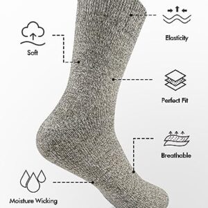 UUMIAER 5 Pairs Wool Socks Mens, Thermal Hiking Socks Thick Warm Winter Socks Soft Crew Socks (US Size 7-13)