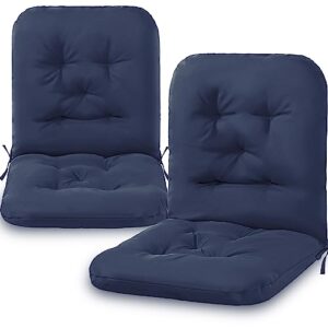 back chair cushion outdoor indoor tufted seat/back chair cushion patio seating cushions waterproof rocking chair pads weather resistant patio chair cushions for outdoor(navy blue, 2 pcs)