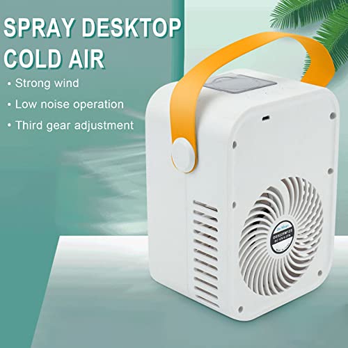 Portable Air Conditioner, 3-In-1 Personal Mute Air Cooler Mini Evaporative Fan, 7 Colors Light, 3 Spray Modes Desk Cooling Fan for Office Bedroom Kitchen Camping Car (White)