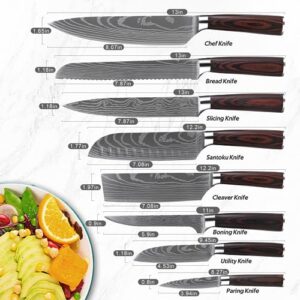 Oserlo Kitchen Knife Set, 8 Pcs High Carbon Stainless Steel Chef Knife Set with Ergonomic Balance Handle & Sheath, Ultra Sharp Professional Japanese Knife Set for Cutting, Peeling & Slicing