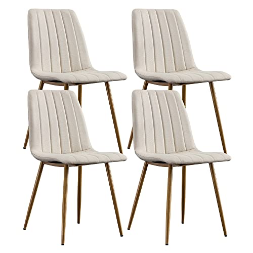 UZUGUL Dining Chairs Set of 4,Modern Dining Room Chairs,Kitchen Chairs with Upholstered Cushion Seat and Metal Legs for Home Kitchen Restaurant (Light Beige)