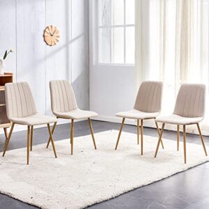 UZUGUL Dining Chairs Set of 4,Modern Dining Room Chairs,Kitchen Chairs with Upholstered Cushion Seat and Metal Legs for Home Kitchen Restaurant (Light Beige)