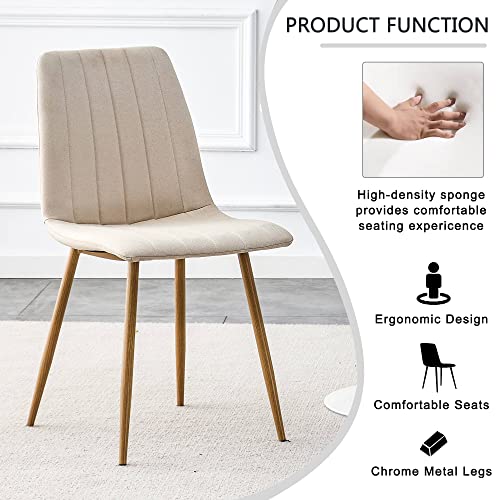 UZUGUL Dining Chairs Set of 4,Modern Dining Room Chairs,Kitchen Chairs with Upholstered Cushion Seat and Metal Legs for Home Kitchen Restaurant (Light Beige)