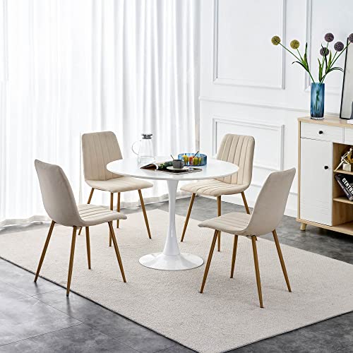 UZUGUL Dining Chairs Set of 4,Modern Dining Room Chairs,Kitchen Chairs with Upholstered Cushion Seat and Metal Legs for Home Kitchen Restaurant (Light Beige)