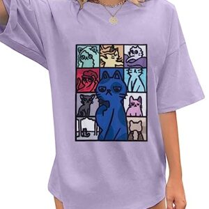 Women's Oversized T Shirts Country Music Shirts Swift Concert Outfits Funny Cat Lover Shirt Swift Fans Top Purple