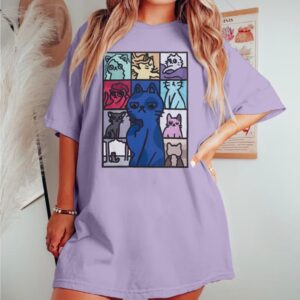 Women's Oversized T Shirts Country Music Shirts Swift Concert Outfits Funny Cat Lover Shirt Swift Fans Top Purple