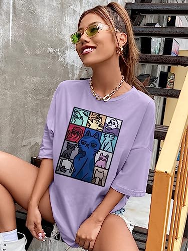 Women's Oversized T Shirts Country Music Shirts Swift Concert Outfits Funny Cat Lover Shirt Swift Fans Top Purple