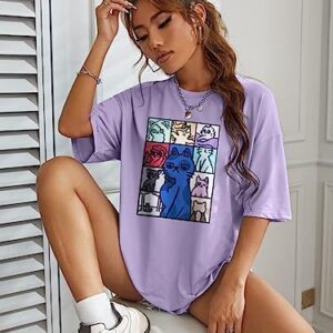 Women's Oversized T Shirts Country Music Shirts Swift Concert Outfits Funny Cat Lover Shirt Swift Fans Top Purple