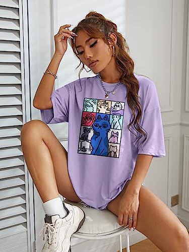 Women's Oversized T Shirts Country Music Shirts Swift Concert Outfits Funny Cat Lover Shirt Swift Fans Top Purple