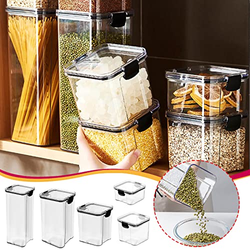 Viadha Food Storage Containers with Airtight Lids, Plastic Kitchen Storage Containers Sealed Jar for Pantry Organization & Storage, BPA-Free, for Cereal, Rice, Pasta, Flour, Sugar (460ml)