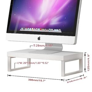 FUSUNBAO Premium Ergonomic Monitor Riser Stand for Desk - Sturdy Construction,Eco-Friendly Material,Water-Proof & Anti-Scratch Board,Rust-Proof Metal Frame,White Desk Riser (Rectangle Shape)