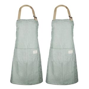 yanacc 2 pack aprons for women chef, apron with 2 pocket and adjustable neck strap for kitchen cooking baking gardening (apron-13)