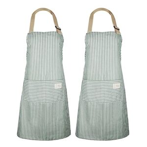 Yanacc 2 Pack Aprons for Women Chef, Apron with 2 Pocket and Adjustable Neck Strap for Kitchen Cooking Baking Gardening (Apron-13)