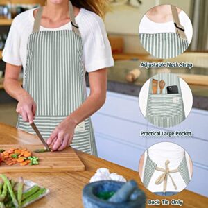 Yanacc 2 Pack Aprons for Women Chef, Apron with 2 Pocket and Adjustable Neck Strap for Kitchen Cooking Baking Gardening (Apron-13)