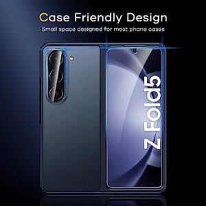 AACL [3 Pack Galaxy Z Fold 5 Screen Protector Tempered Glass [Front Screen Only]+ [2 Pack] Camera Lens Protector for Samsung Galaxy Z Fold 5 5g, Anti Scratch, Hd Clear, Bubble Free [Case Friendly]