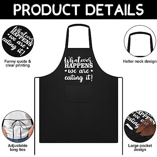 Lallisa Set of 3 Funny Kitchen Apron for Men Black Waterproof Chef Apron with Funny Sayings Pocket Aprons for Men Gift Ideas (Cute Style)