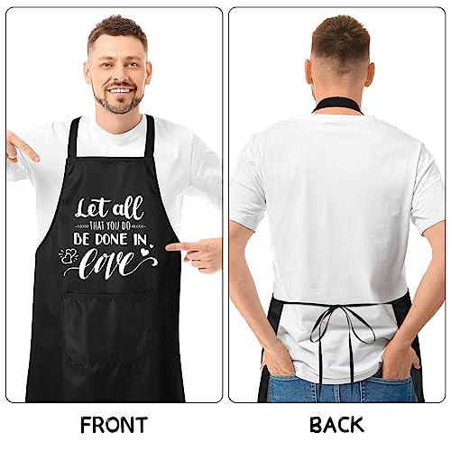 Lallisa Set of 3 Funny Kitchen Apron for Men Black Waterproof Chef Apron with Funny Sayings Pocket Aprons for Men Gift Ideas (Cute Style)