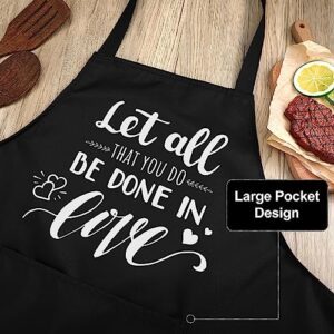 Lallisa Set of 3 Funny Kitchen Apron for Men Black Waterproof Chef Apron with Funny Sayings Pocket Aprons for Men Gift Ideas (Cute Style)