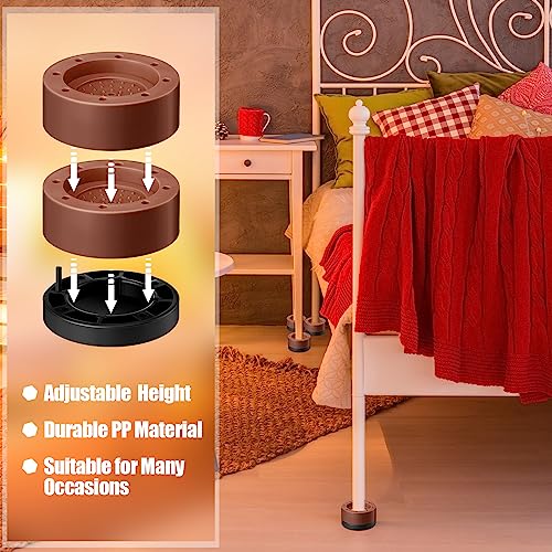 Lallisa Set of 48 Round Bed Risers Heavy Duty Couch Risers 1.85 Inch Bed Lifts Risers Adjustable Desk Risers for Desk Legs Bed Frame Table Sofa Chair Mattress Couch Dorm (Black, Brown)